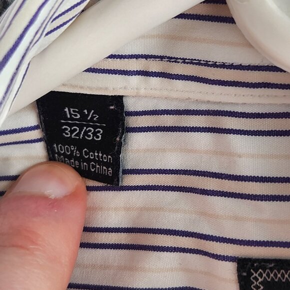 David Donahue Button Up Long Sleeve Striped Colorful Purple Yellow 15.5 32/33 - Picture 11 of 14